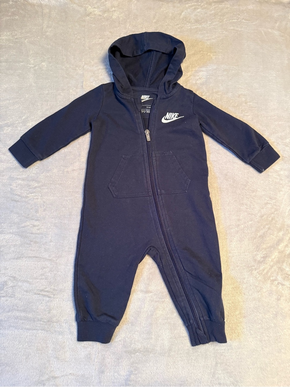 Nike Baby 9M Navy Hooded One Piece Jumpsuit